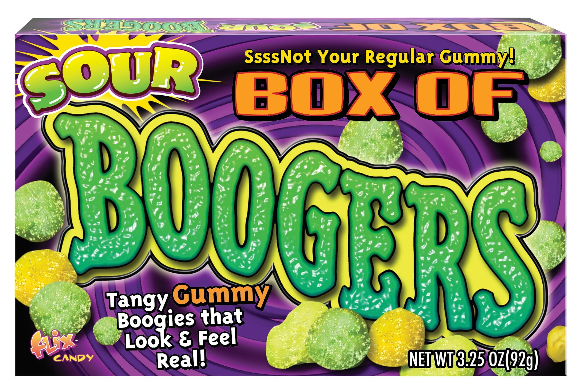 Flix Candy Halloween Sour Box of Boogers Gummies Candy, 3.25 Ounce Theater Box - 12 Count Display Box