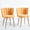 Yellow, variant on Yellow Dining Chair Pair (2) - Comfy , Breathable Short Fur, Wood Color Iron Tube Legs For Cafe 2 Chairs Spacious Seating, With Grain