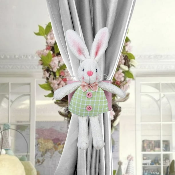 Hebilla para cortina de Pascua | Fibra de poliéster verde y rosa | Decoración festiva para ventanas de 30 x 23 cm | Abrazadera de cortina fácil de instalar | Decoración para habitaciones festiva