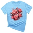 thumbnail image 2 of Pntutb Femmes de la Mode Col Rond Imprimé à Manches Courtes T-Shirt Décontracté, 2 of 3
