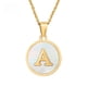 thumbnail image 2 of Collar de acero inoxidable con letras en forma de concha de color dorado redondo para mujer, colgante de acero de titanio de estilo europeo y americano con 26 letras en inglés, 2 of 6