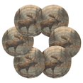 thumbnail image 2 of Haosy Set of 6 Drink Woven Coaster with Holder Heat Resistant Non-Slip Bar Coasters 4 Inches Elk at Water Edge in Forest, 2 of 7
