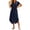 Navy, variant on Women’s Solid Collared Shirt Midi Dress, Self Tie Waist Belt Lightweight Flax Blend Dress, Breathable Casual Everyday Summer Dress with Side Slits & Chest Pocket Green XL