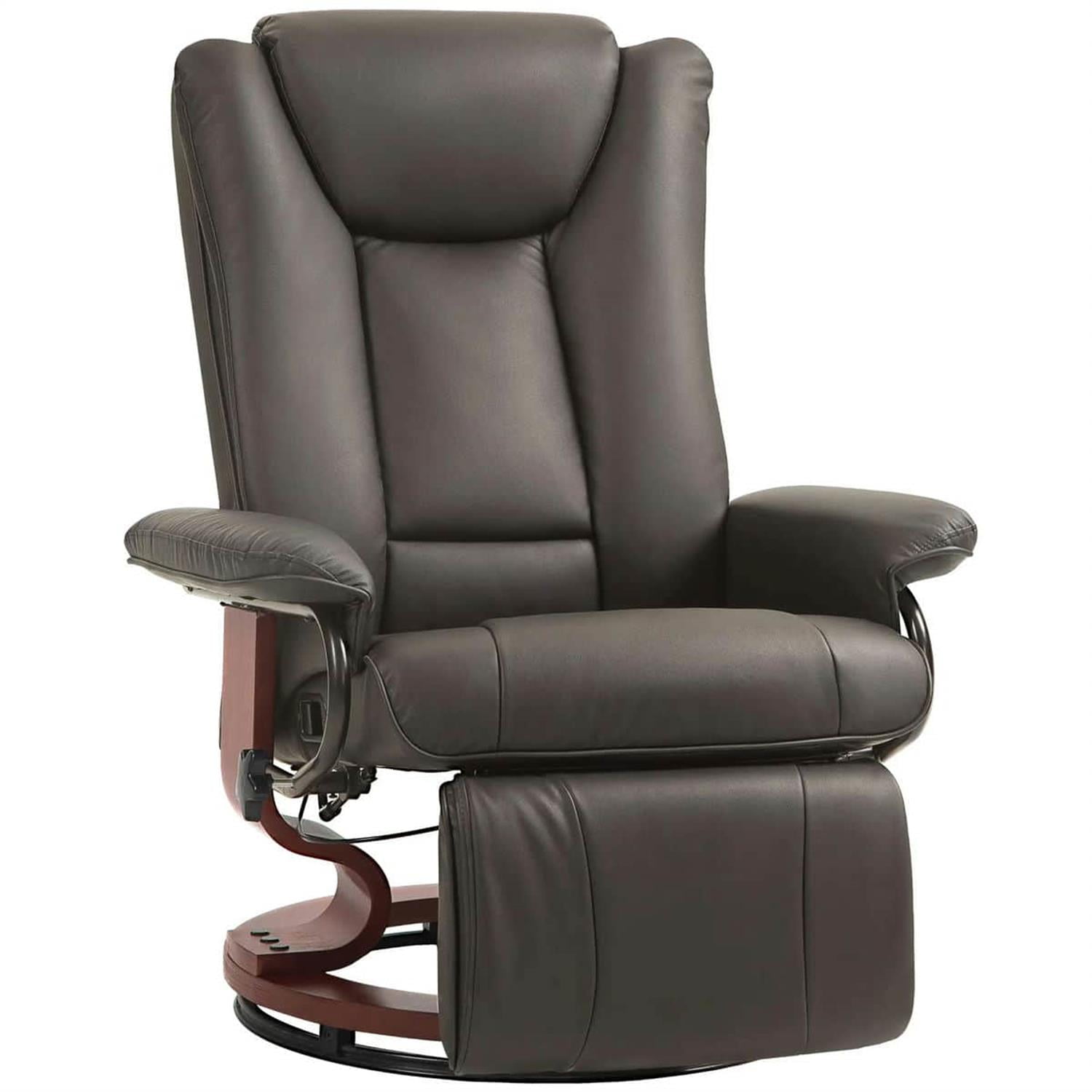 Demi Bonn 40" Modern RV Recliner, High-Quality PU Leather Swivel Armchair with Footrest for Living Room, Brown