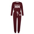 thumbnail image 4 of Puntoco Conjuntos de pijamas cómodos para mujer, pantalones de manga larga con cuello redondo y estampado de letras de invierno, conjuntos de pijamas informales para el hogar, 4 of 4