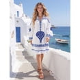 thumbnail image 6 of OYYN Shirt Dress, V-Neck Long Sleeve Striped Casual Midi Dress for Women, 6 of 7