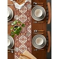 thumbnail image 2 of nqOlkjepod Red Boho Ethnic Table Runner 48 Inches Long Farmhouse Dress Scarves, Southwest Aztec Dining Tablerunner for Coffee Table/Kitchen Island/Party Décor, 13" x 48", 2 of 8