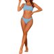 thumbnail image 2 of Conjuntos de Bikini de Una Sola Manga para Mujeres, 2 Piezas, Parte Inferior Triangular Acanalada Asimétrica, Trajes de Baño Deportivos, Talla X-Large, Azul, 2 of 5