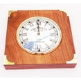 thumbnail image 2 of WALL CLOCK FITTED CENTRED ON A WOODEN BASE (BRASS INLAY CORNERS) - (White Roman Dial) - 8.75" X 8.75" X 1.5", 2 of 5