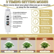 Ceiling Grow Lights for Indoor Plants, 192 LEDs Full Spectrum Halo LED Plant Light, with 3/9/12H Auto Timer Switch, 3 Colors,10 Dimming, Plant Lights for Small Plants, 4 Head