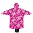 thumbnail image 2 of Oversized Wearable Blanket Hoodie,Pink Breast Cancer Sherpa Blanket Hoodie with Super Pockets,Super Warm Fuzzy Pullover for Women & Men, 2 of 6