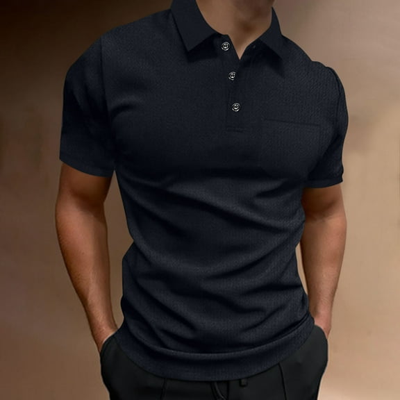 Jjayotai George Shirts for Men, Men's Summer Casual Color Block Short Sleeved Lapel Botton Blouse Shirt, Golf Tees