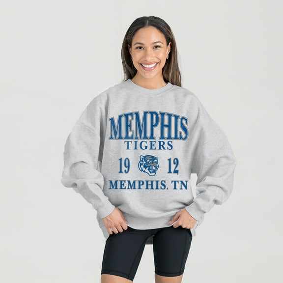 Women's Gameday Couture Ash Memphis Tigers Premium Fleece Pullover Sweatshirt