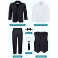thumbnail image 6 of S.H. Churchill & Co 6-Piece Boy's Suit Set - Includes Suit Jacket, Dress Pants, Matching Vest, White Dress Shirt, Neck Tie & Bow Tie - Black, 2T, 6 of 7