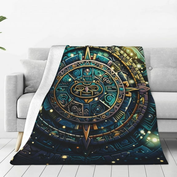 Aztec Calendar Mayan Vintage Starry Throw Blanket Super Soft Lightweight Cozy Fluffy Plush Blanket for Bed Couch Sofa Chair 40x30