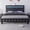 Black, variant on Full Size Faux Leather LED Bed Frame with Adjustable Headboard Upholstered Platform Bed with Charging Station Diamond Button Tufted Style, White