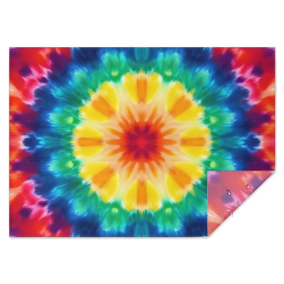 Rainbow Tie Dye Mandala Pattern Rectangle Tablecloth 60"x84",Waterproof Polyester Rectangle Table Cloth, Wipeable Spillproof Polyester Tablecloth for Dining, Camping, Indoor and Outdoor