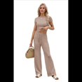 thumbnail image 1 of Conjunto Deportivo de Verano para Mujer, de Corta y Bloques de Color, con Pantalones Ajustados, A Juego, para Estar en Casa, 2025 Gris Rosado Pálido S, 1 of 10