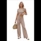 thumbnail image 1 of Conjunto Deportivo de Verano para Mujer, de Corta y Bloques de Color, con Pantalones Ajustados, A Juego, para Estar en Casa, 2025 Gris Rosado Pálido S, 1 of 10