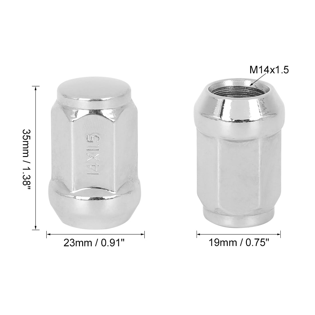 Unique Bargains 4 Pcs M14x1.5 Chrome Bulge Acorn Car Wheel Lug Nuts Cone Seat