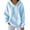 Light Blue, variant on Women's Ribbed Texture Oversized Hoodie, Solid Color Adjustable Drawstring Hooded Sweatshirt with Pocket, Long Sleeve Casual Streetwear for Fall Winter 2025, Loungewear and Daily Outfits Blue L