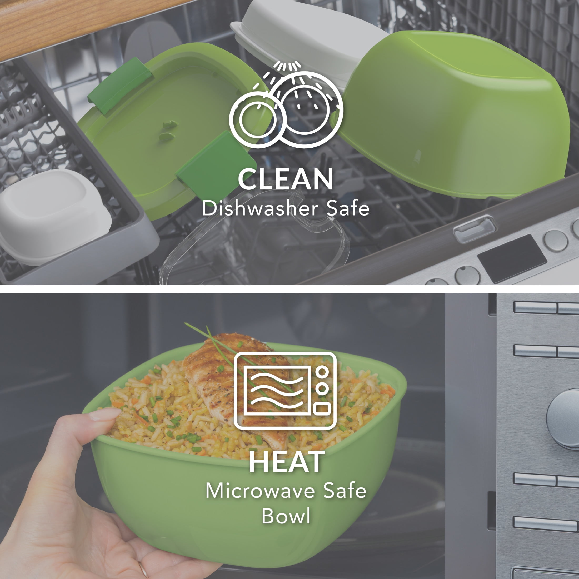 Bentgo Salad Container - 6.75 cup Bowl with 4-Compartment Toppings Tray, Leak-Proof Dressing Container, Reusable Fork, BPA-Free Lunch Box for Meal Prep & Food Storage; Removable Bento Tray (Green)