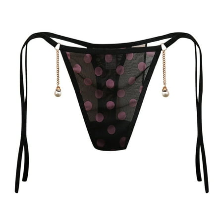

Felwors Underwear for Women Low Waist Mesh Briefs Solid Color Polka Dot Strap Trong