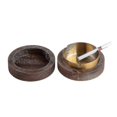 thumbnail image 3 of Walnut Ashtray With Lids Windproof Wooden Ashtray(gold) Banmo, 3 of 5