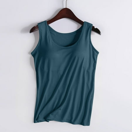 Under 10  Ladies Camisole  Sports Tank  Chest Pad  No Steel Rings  Yoga  Fitness  Seamless  Seamless Underwear  for Workout | Sopatenor  Navy XL
