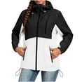 thumbnail image 3 of Lenago Waterproof Women's Rain Jackets Lightweight Hooded Softshell Windbreaker Zipped Long Sleeve Raincoat Solid Color Outdoor Hiking Cycling Outfit Multicolor M, 3 of 9