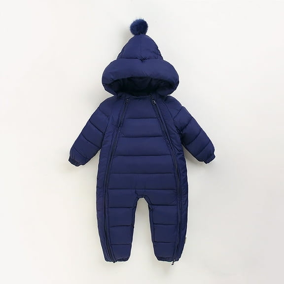 Baby Winter Snowsuit Coat Cute Romper Hooded Warm Zipper Jumpsuit Down Puffer Coat Romper Winter Clothes Baby Boys Girls 0-12 Months