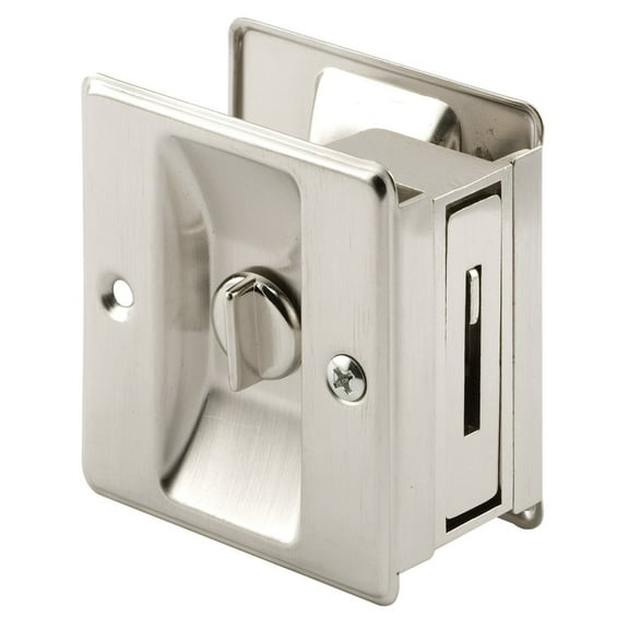 Prime-Line N 7239 Pocket Door Privacy Lock with Pull - Replace Old or Damaged Pocket Door Locks Quickly and Easily - Satin Nickel (Single Pack)