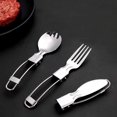 thumbnail image 3 of Titanium alloy cutlery set with hook knife fork spoon 4X10 3 piece set 5cm, 3 of 4