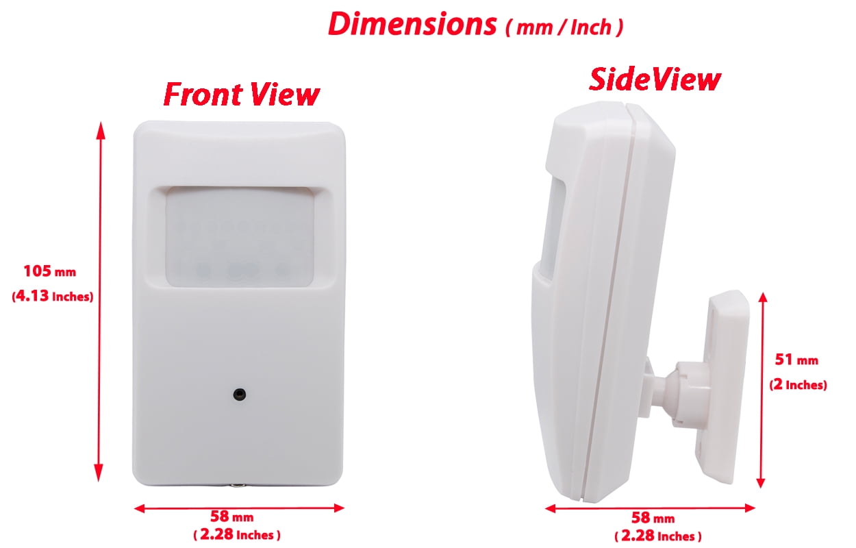 Evertech 1080p Night Vision 3.7mm Pinhole Lens Wide Angle Indoor PIR Security Camera 12V DC Adapter and 25ft CCTV Cable