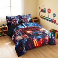 thumbnail image 2 of Erosebridal Fire Truck Twin Bedding, Firefighter Bedding Comforter Set, City Night, Black Reversible 7-Piece, 2 of 6
