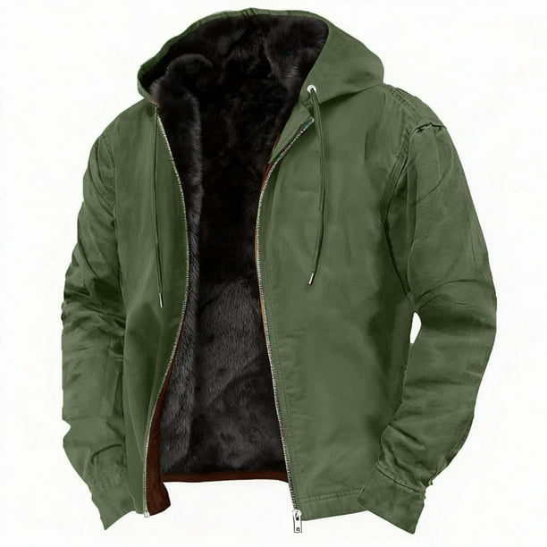 Ceisia Men's Casual Jacket Hooded Long Sleeve Winter Loose Fit with Zipper Gift