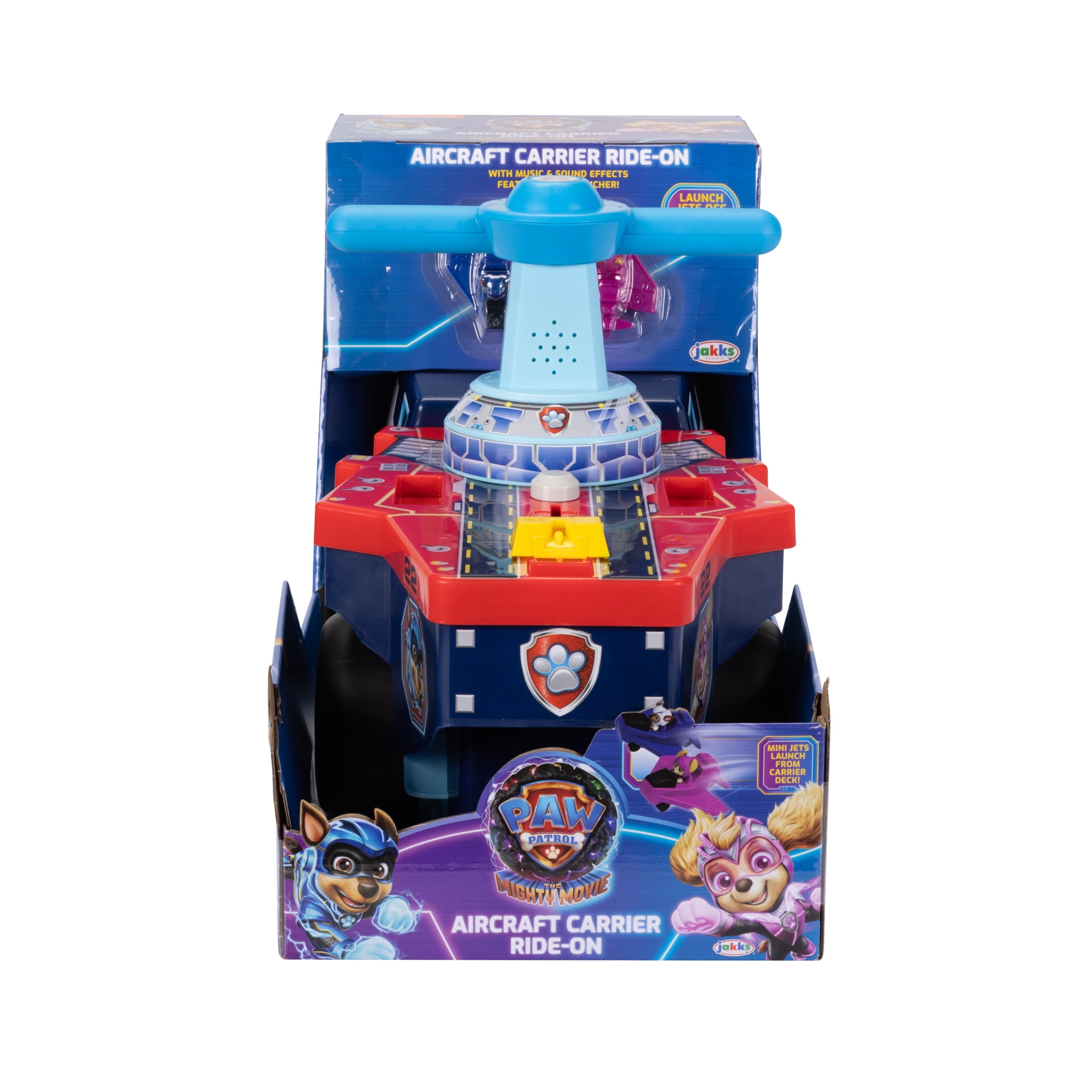 Paw Patrol Aircraft Carrier Ride-On with 2 Launchable Jets and Push & Pedal Ride-Ons