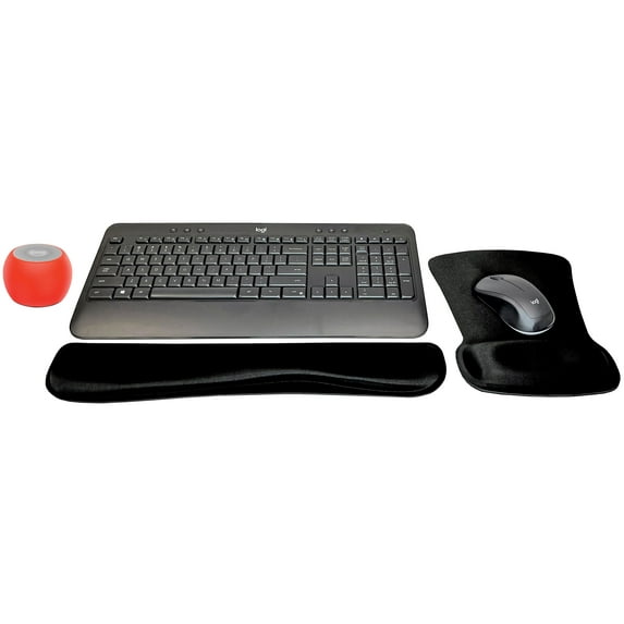 Logitech MK540 Advanced Wireless Keyboard & Mouse Combo Travel Home Office Modern Bundle with Boost Glow in the Dark Water-Resistant Portable Wireless Bluetooth Speaker, Gel Wrist & Mouse Pads