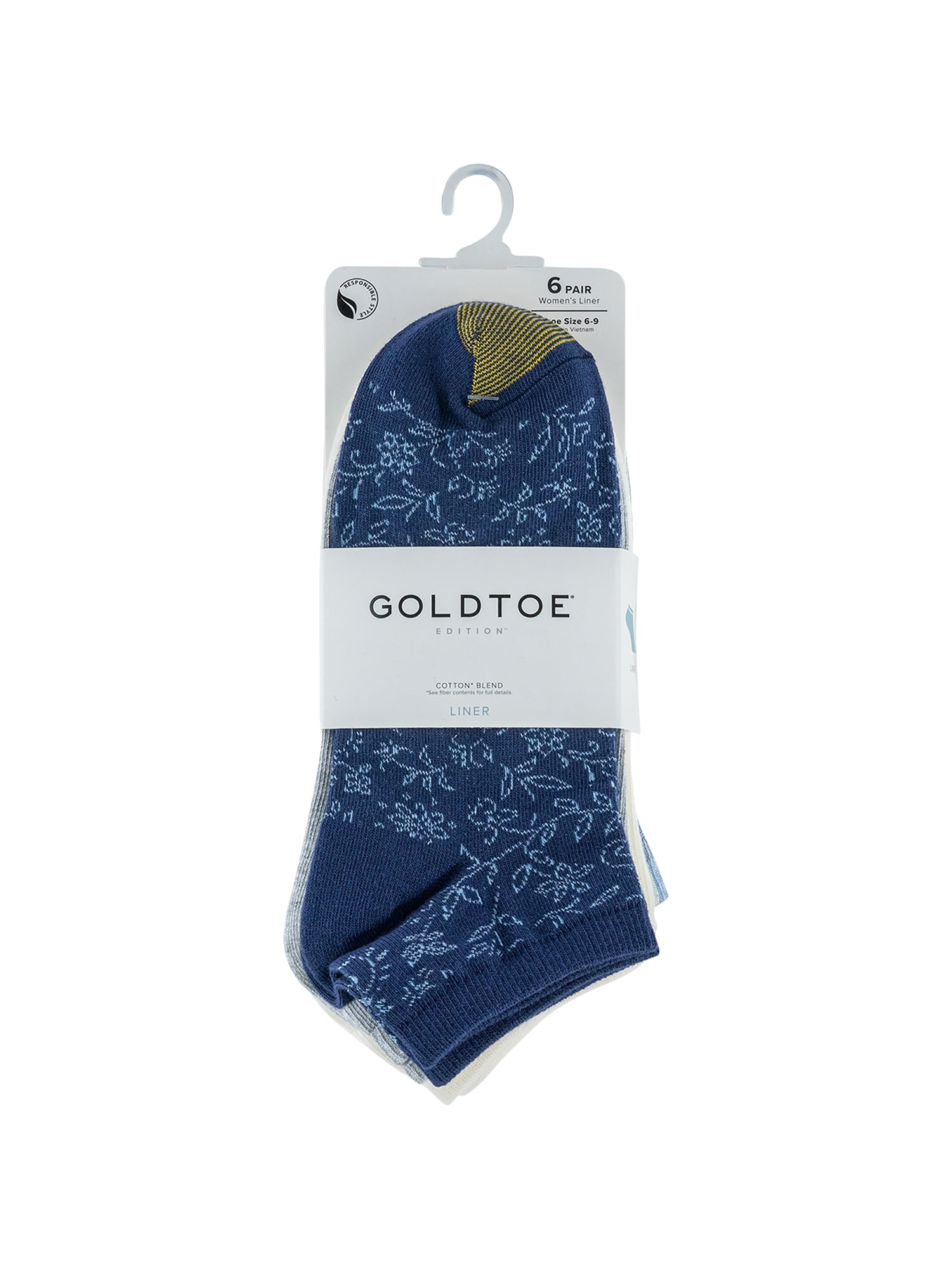 Goldtoe Edition Womens Scroll Floral Liner Socks, 6 Pairs