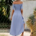 thumbnail image 7 of Ashirexll Maxi Dresses Women's Casual Dresses for Women Fashion Casual Fold Solid Color Summer Irregular Short Sleeve Off-The-Shoulder Dress, 7 of 7