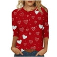 thumbnail image 2 of Gamivast Womens Tops Womens Valentines Day Tops Plus Size 3/4 Sleeve Love Heart Print Blouses Funny Holiday Crew Neck Tunic Tee Valentine Outfits 2026, 2 of 5