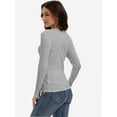 thumbnail image 3 of Womens Long Sleeve Stretch Crew Neck Fitted Casual Basic T-Shirt, 3 of 6