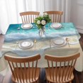 thumbnail image 3 of Summer Beach Coastal Table Cloth Waterproof Tablecloths, Watercolor Seaside Waves Ocean Tablecloth Dining Table Cover for Kitchen Party Tabletop Outdoor, Rectangle Tablecloth 60x102 Inch, 3 of 9