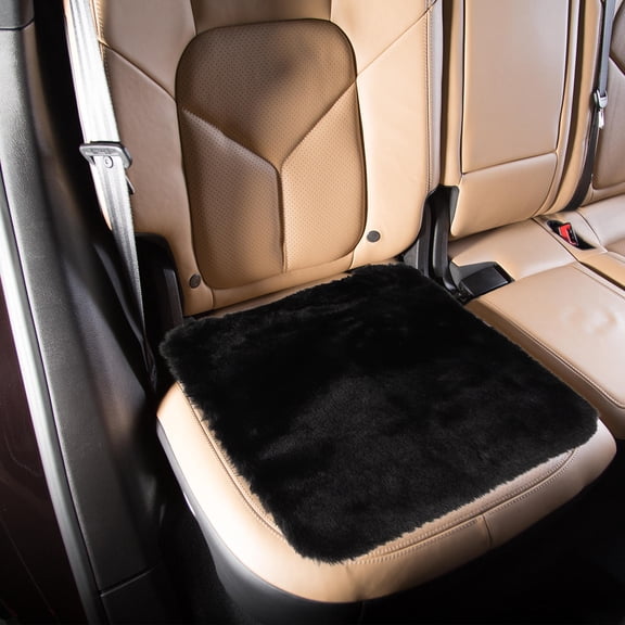 OUNONA Durable Black Automotive Seat Cushion with Plush Surface for Cold Weather
