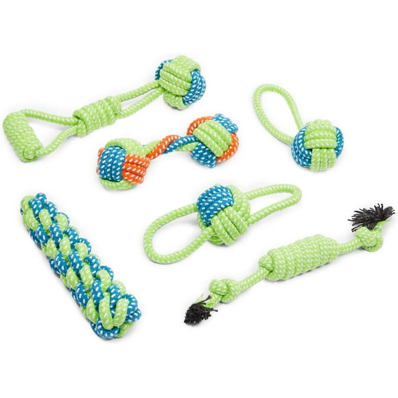 Pet Toys Set, Non-Toxic Natural Cotton Rope Toys, Bite-Resistant Rope Knot, Durable Braids and Knots for Interactive Dog Play, Perfect for Large Dog Breeds (6PCS)