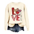 thumbnail image 3 of Sweatshirt for Women Love Heart Graphic Print Long Sleeve Pullover Tops Casual Crewneck Valentine's Day Sweatshirts Beige L, 3 of 5