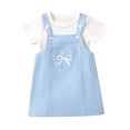 thumbnail image 2 of Hienoo Baby Girls Outfits Short Sleeve Ribbed Romper Jumper Dress Set, Sizes 0-24 Months, 2 of 8