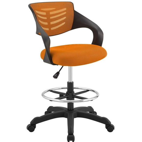 Modway Thrive Drafting Chair - Tall Office Chair for Adjustable Standing Desks in Orange