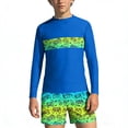 thumbnail image 1 of Bathing Suits for Teens Rash Guard Swimsuits Set for Boys Hawaiian Print Long Sleeve Swim Shirt with Swim Trunks Vacation Modest Two Piece Swim Set for 3-14Years, 1 of 7