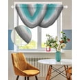 thumbnail image 3 of Teal Grey Ombre Sheer Waterfall Valance Curtains for Window, Turquoise Gradient Modern Abstract Art Rod Pocket Sheer Topper Swag Curtains for Living Room, Kitchen 38.5"W x 47.2"L, 1 Panel, 3 of 7
